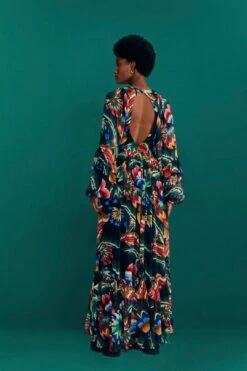 Farm Rio Black Chevron Forest Maxi Dress 5 Farm Rio Black Chevron Forest Maxi Dress -Colorful Wear Store 303935 04