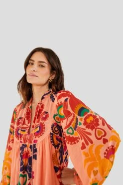 Farm Rio Peach Amulet Midi Dress -Colorful Wear Store 303983 03