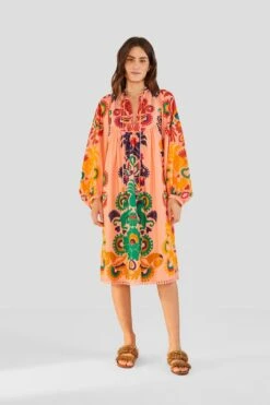 Farm Rio Peach Amulet Midi Dress -Colorful Wear Store 303983 04