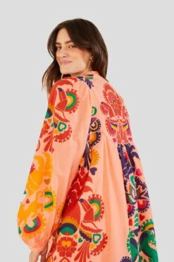 Farm Rio Peach Amulet Midi Dress -Colorful Wear Store 303983 05