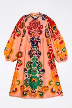 Farm Rio Peach Amulet Midi Dress -Colorful Wear Store 303983 06
