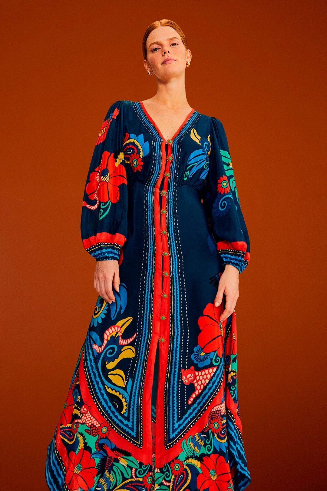 Farm Rio Blue Vintage Forest Midi Dress 1 Farm Rio Blue Vintage Forest Midi Dress