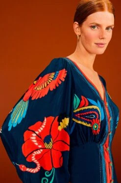 Farm Rio Blue Vintage Forest Midi Dress 8 Farm Rio Blue Vintage Forest Midi Dress -Colorful Wear Store 304135 03 2