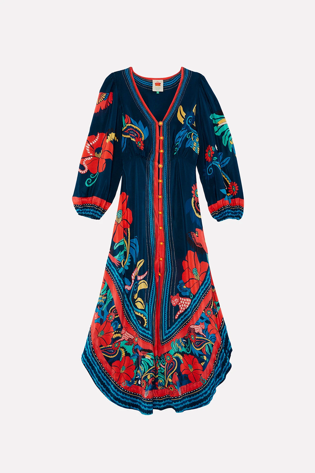 Farm Rio Blue Vintage Forest Midi Dress 6 Farm Rio Blue Vintage Forest Midi Dress - Image 6