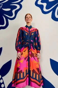 Farm Rio Graphic Scarves Lenzingâ„¢ Ecoveroâ„¢ Viscose Midi Dress