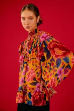 Farm Rio Yellow Floral Dream Blouse