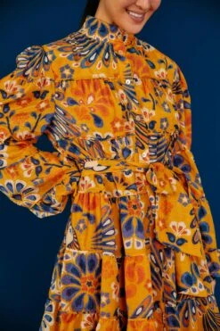 Farm Rio Yellow Pineapple Flowers Mini Dress -Colorful Wear Store 304585 03