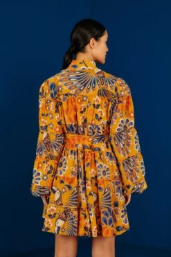 Farm Rio Yellow Pineapple Flowers Mini Dress -Colorful Wear Store 304585 04