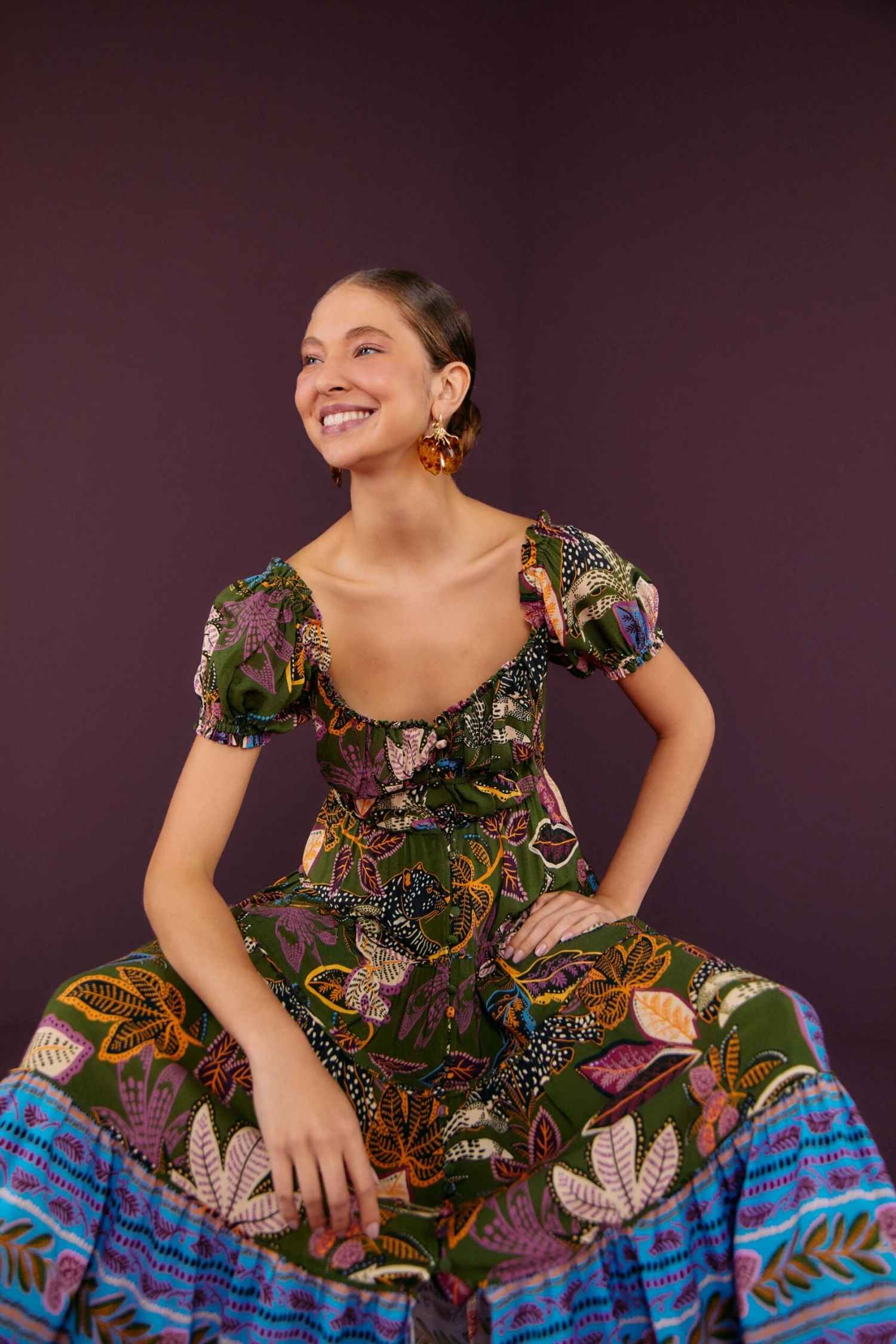 Farm Rio Green Wild Jungle Corset Midi Dress 1 Farm Rio Green Wild Jungle Corset Midi Dress