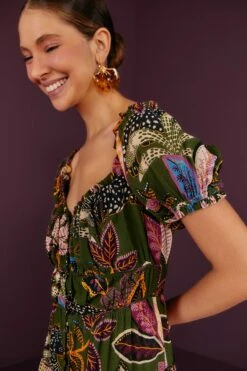 Farm Rio Green Wild Jungle Corset Midi Dress 6 Farm Rio Green Wild Jungle Corset Midi Dress -Colorful Wear Store 304591 03