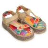 COLORFUL TOUCANS FLATFORM RAFFIA VELCRO SANDAL