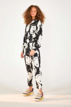 Farm Rio Black & White Smiley® Jumpsuit -Colorful Wear Store 305146 04