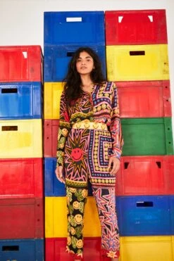 Farm Rio Patchwork Tapestry Smiley® Pants -Colorful Wear Store 305163 05