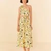 Farm Rio Yellow Bossa Banana Knot Midi Dress