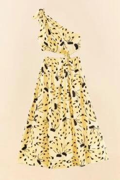 Farm Rio Yellow Bossa Banana Knot Midi Dress -Colorful Wear Store 305266 06