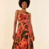 Orange Blooming Garden Maxi Dress
