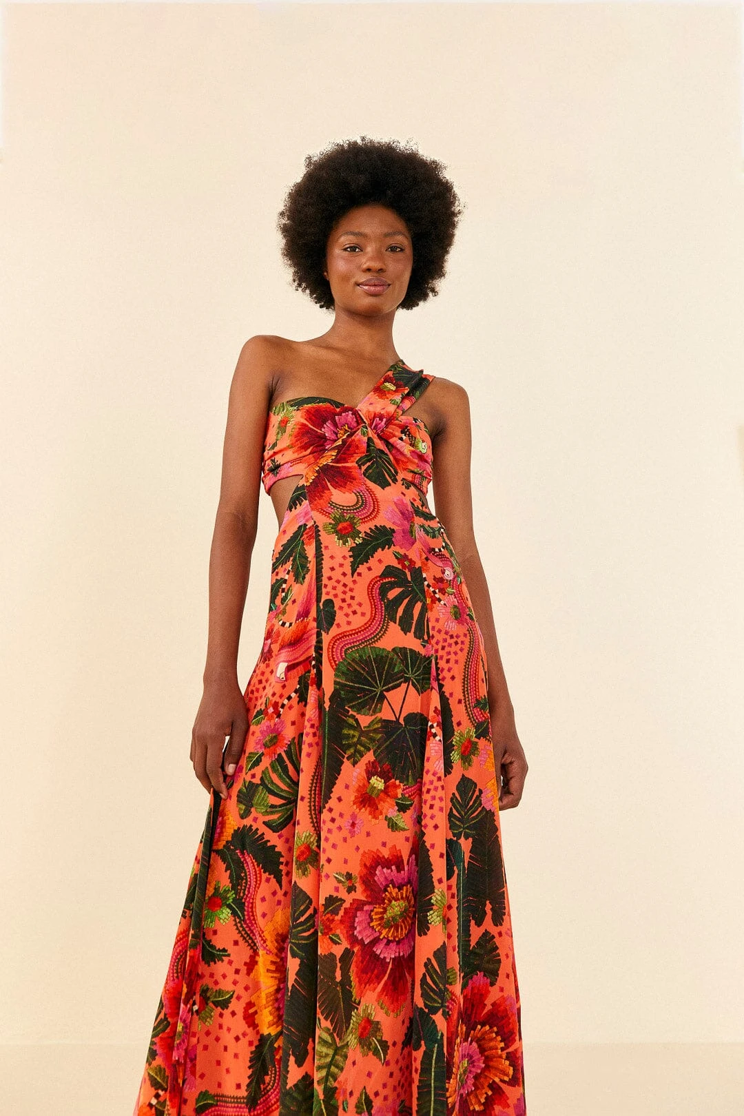 Orange Blooming Garden Maxi Dress 1 Orange Blooming Garden Maxi Dress
