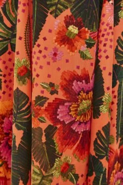 Orange Blooming Garden Maxi Dress 10 Orange Blooming Garden Maxi Dress -Colorful Wear Store 305268 05