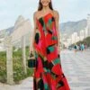 Farm Rio Red Heliconia Maxi Dress