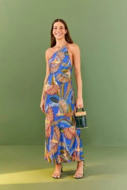 Farm Rio Blue Macaw Flight Lenzing™ Ecovero™ Viscose Midi Dress