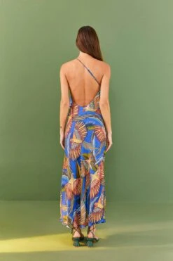 Farm Rio Blue Macaw Flight Lenzing™ Ecovero™ Viscose Midi Dress -Colorful Wear Store 305297 03