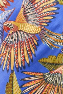 Farm Rio Blue Macaw Flight Lenzing™ Ecovero™ Viscose Midi Dress -Colorful Wear Store 305297 04