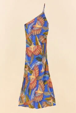 Farm Rio Blue Macaw Flight Lenzing™ Ecovero™ Viscose Midi Dress -Colorful Wear Store 305297 06