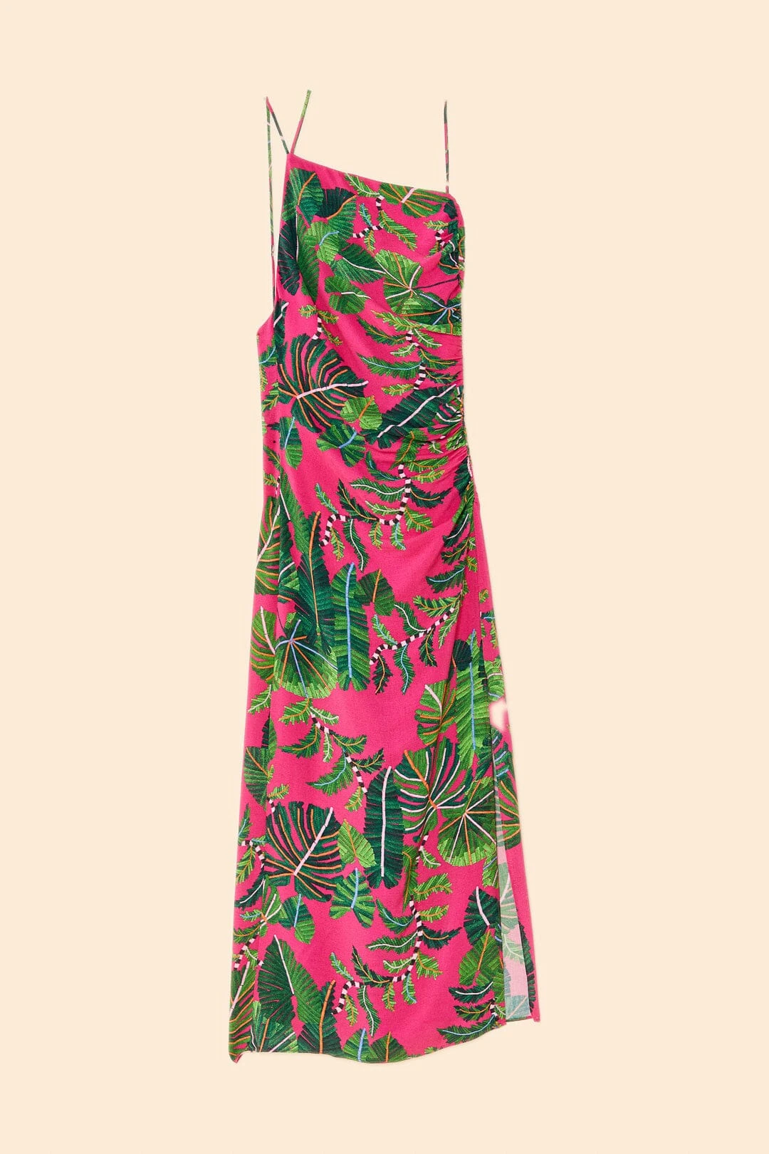 Farm Rio Pink Leaves Midi Dress 5 Farm Rio Pink Leaves Midi Dress - Image 5