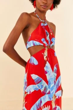 Farm Rio Red Sweet Jungle Cut Out Midi Dress 9 Farm Rio Red Sweet Jungle Cut Out Midi Dress -Colorful Wear Store 305349 04