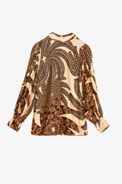 Farm Rio Sand Yawanawa Banana Lenzing™ Ecovero™ Viscose Blouse -Colorful Wear Store 305378 04