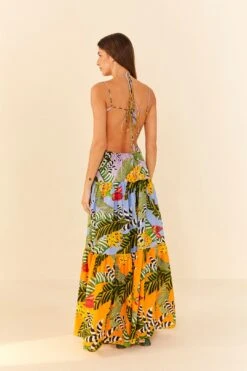 Farm Rio Mixed Striped Bananas Maxi Dress -Colorful Wear Store 305797 03