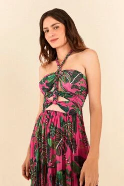 Pink Leaves Cut Out Maxi Dress -Colorful Wear Store 305799 03 1