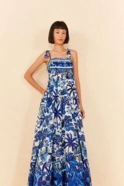 Farm Rio Sweet Rio Tie Strap Maxi Dress