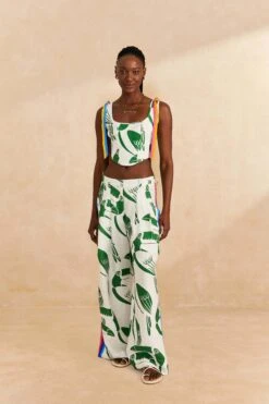 Farm Rio Off-White Rainbow Toucans Pants