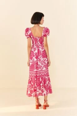 Farm Rio Pink Tropical Woodcut Maxi Dress 9 Farm Rio Pink Tropical Woodcut Maxi Dress -Colorful Wear Store 306082 04