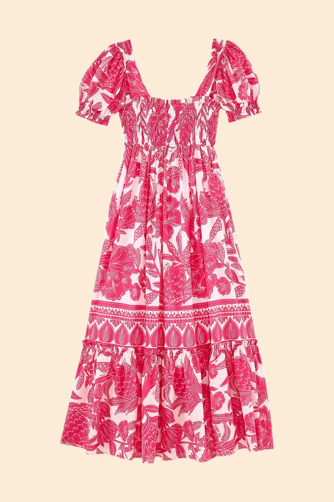 Farm Rio Pink Tropical Woodcut Maxi Dress 6 Farm Rio Pink Tropical Woodcut Maxi Dress - Image 6