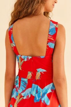 Farm Rio Red Sweet Jungle Midi Dress -Colorful Wear Store 306090 03
