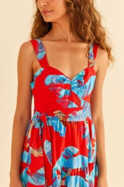 Farm Rio Red Sweet Jungle Midi Dress -Colorful Wear Store 306090 05