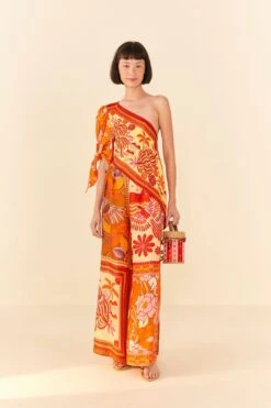 Farm Rio Forest Mixed Scarves Lenzing™ Ecovero™ Viscose Crop Top -Colorful Wear Store 306093 02