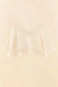 Farm Rio Off-White Morada Boa Guipire Blouse 9 Farm Rio Off-White Morada Boa Guipire Blouse -Colorful Wear Store 306104 05