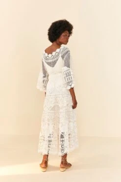 Farm Rio Off White Alucina Luz Guipire Midi Skirt -Colorful Wear Store 306107 03