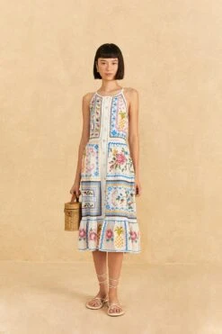 Farm Rio Grandma Gift Embroidered Midi Dress