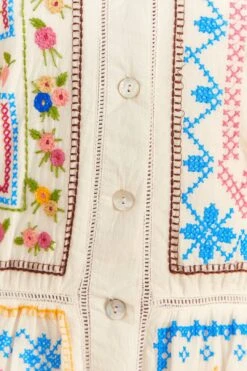 Farm Rio Grandma Gift Embroidered Midi Dress -Colorful Wear Store 306112 05