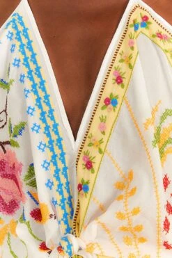 Farm Rio Grandma Gift Embroidered Halter Blouse -Colorful Wear Store 306113 05