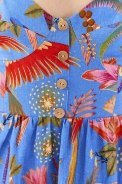 Farm Rio Blue Macaw Party Mini Dress -Colorful Wear Store 306136 04