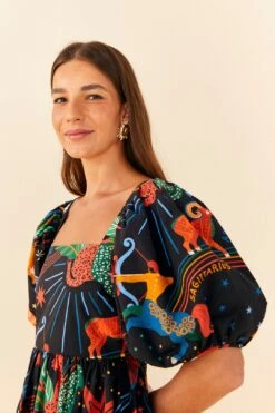 Farm Rio Zodiac Organic Cotton Mini Dress -Colorful Wear Store 306150 02