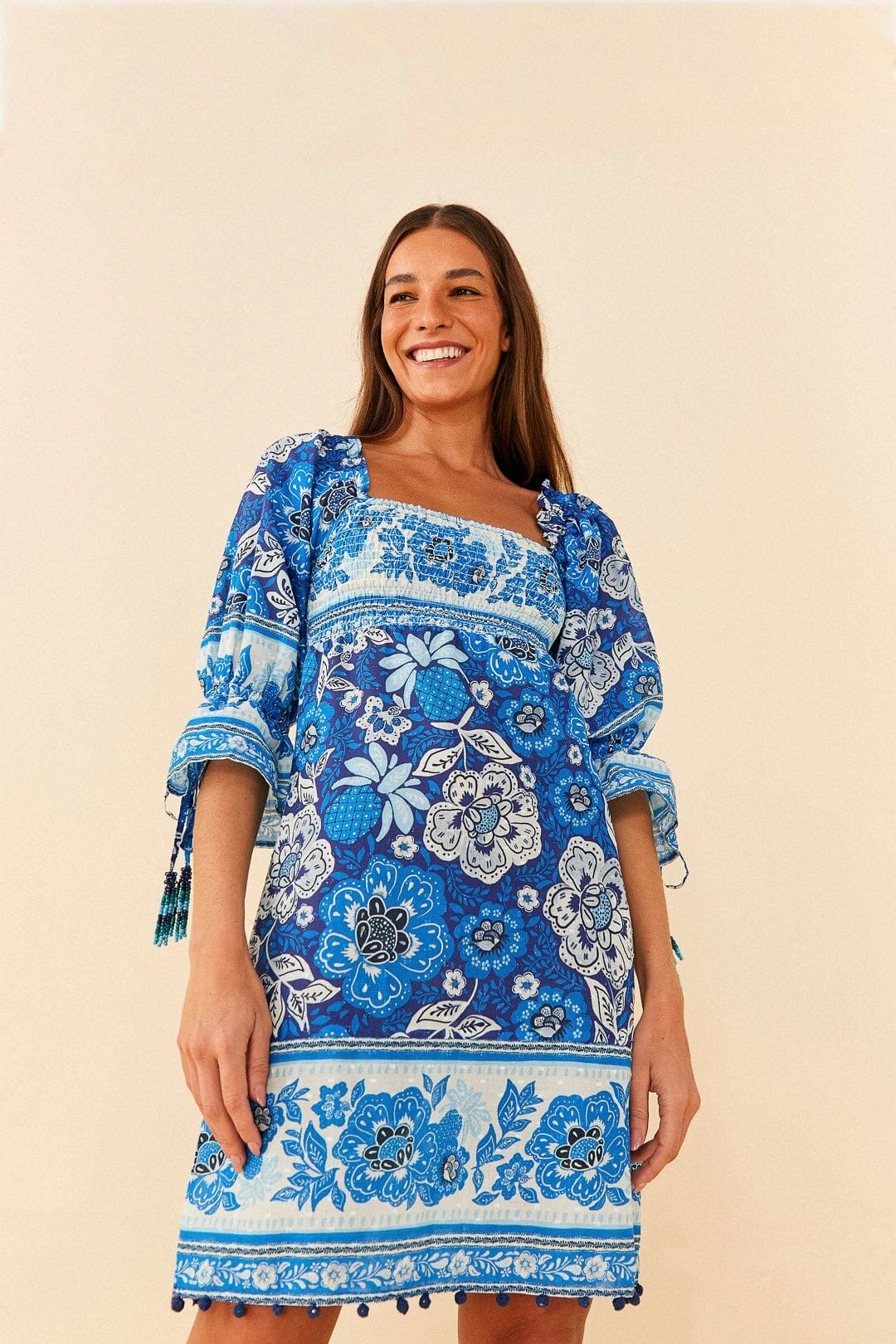 Farm Rio Blue Full Of Flowers Mini Dress 2 Farm Rio Blue Full Of Flowers Mini Dress - Image 2