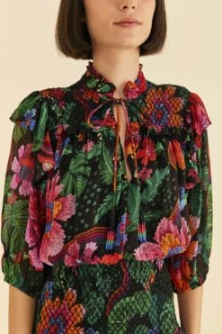 Farm Rio Black Blooming Garden Mini Dress -Colorful Wear Store 306153 03