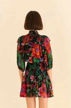 Farm Rio Black Blooming Garden Mini Dress -Colorful Wear Store 306153 04