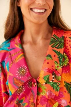 Farm Rio Mixed Warm Prints Organic Cotton Mini Dress -Colorful Wear Store 306155 03